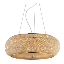 Ideal Lux - Sospensione Contemporanea Pasha' Metallo-Cristallo Oro 14 Luci E14