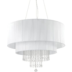 Lampadario Classico Opera Vetro,Tessuto,Cristalloistallo Bianco 10 Luci E27
