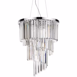 Collezione CARLTON BARRE IN CRISTALLO PER SBALORDIRE Imponente sospensione a 12 luci con montatura in metallo cromato. Elemen ...