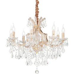 Ideal Lux - Lampadario Classico Napoleon Metallo-Cristallo Oro 8 Luci E14