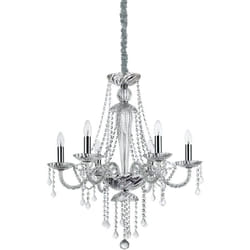 Lampadario Classico Amadeus Metallo-Cristallo Trasparente 6 Luci E14