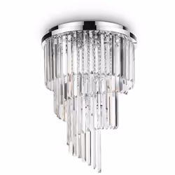 Collezione CARLTON BARRE IN CRISTALLO PER SBALORDIRE Imponente plafoniera a 12 luci con montatura in metallo cromato. Element ...