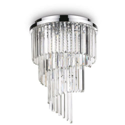 Ideal Lux - Plafoniera Contemporanea Carlton Metallo-Cristallo Cromo 12 Luci E14