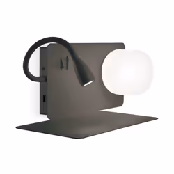 Collezione BOOK-1 MODERNE MENSOLE DI LUCE CON USB Applique a 2 luci con montatura metallica verniciata a polveri nera.. Diffu ...