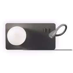 Collezione BOOK-2 MODERNE MENSOLE DI LUCE CON USB Applique a 2 luci con montatura metallica verniciata a polveri nera.. Diffu ...