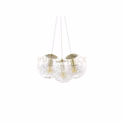 Lampadario a sospensione con montatura in metallo con finitura ottone. Diffusore in vetro con decoro interno in filo d'allumi ...