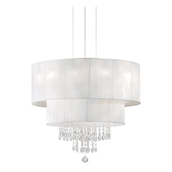 Lampadario Classico Opera Vetro,Tessuto,Cristalloistallo Bianco 4 Luci E27