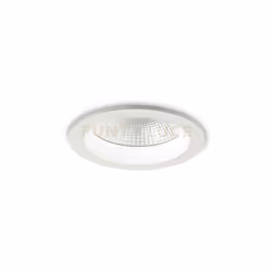 Faretto a incasso in alluminio pressofuso con ghiera rotonda, adatto per installazione su soffitti in cartongesso. Finitura b ...