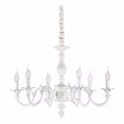 Collezione JUSTINE SHABBY CHIC STYLE Sospensione a 6 luci con rosone e montatura in metallo con bracci in fusione. Rifinito c ...