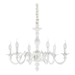 Ideal Lux - Lampadario Shabby Chic-Provenzale Justine Metallo Bianco 6 Luci E14