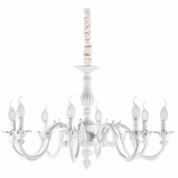 Collezione JUSTINE SHABBY CHIC STYLE Sospensione a 8 luci con rosone e montatura in metallo con bracci in fusione. Rifinito c ...