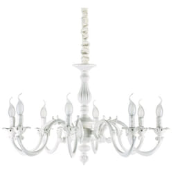 Ideal Lux - Lampadario Shabby Chic-Provenzale Justine Metallo Bianco 8 Luci E14