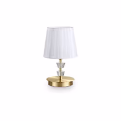 Collezione PEGASO CRISTALLO MOLATO Lampada da tavolo a 1 luce con montatura in metallo finitura ottone satinato. Corpo centra ...