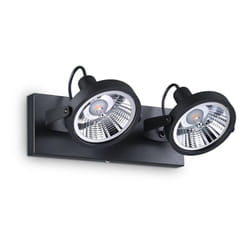 Plafoniera Moderna Glim Metallo Nero 2X10W Gu10 3000K Luce Calda