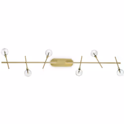 Collezione MARACAS LINEE DI OTTONE SATINATO Plafoniera a 6 luci con montatura interamente in metallo rifinito in ottone satin ...