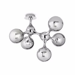 Collezione NODI VETRO SOFFIATO CROMATO Plafoniera a 5 luci con montatura in metallo con finitura cromo. Diffusori in vetro tr ...