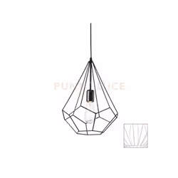 Lampada a sospensione con rosone porta lampade e struttura decorativa in metallo con finitura bianco e nero. Cavo elettrico r ...