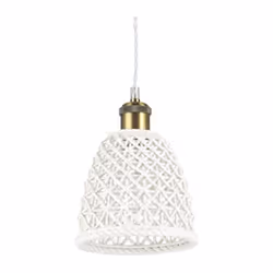 Collezione LUGANO TRE FORME IN CERAMICA Sospensione a 1 luce con rosone in metallo verniciato opaco. Cavo in tessuto con port ...