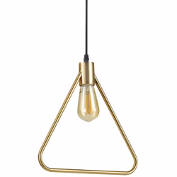 Collezione ABC MODERNE FORME GEOMETRICHE IN OTTONE SATINATO Sospensione moderna a 1 luce con rosone, copri portalamapade e st ...