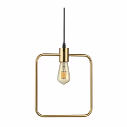 Collezione ABC MODERNE FORME GEOMETRICHE IN OTTONE SATINATO Sospensione moderna a 1 luce con rosone, copri portalamapade e st ...