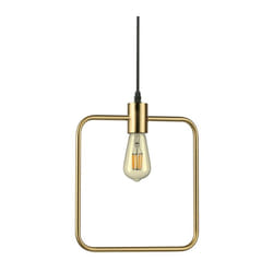 Sospensione Moderna Abc Metallo Ottone 1 Luce E27 Diffusore Quadrato