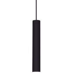 Collezione TUBE TUBI DI LUCE SOSPESI Sospensione a 1 luce con rosone e corpo luce in alluminio verniciato a polveri nero.. Ca ...