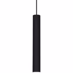 Collezione TUBE TUBI DI LUCE SOSPESI Sospensione a 1 luce con rosone e corpo luce in alluminio verniciato a polveri nero.. Ca ...