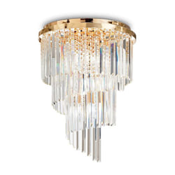 Ideal Lux - Plafoniera Contemporanea Carlton Metallo-Cristallo Oro 12 Luci E14