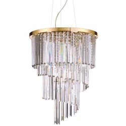 Ideal Lux - Sospensione Contemporanea Carlton Metallo-Cristallo Oro 12 Luci E14