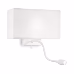 Collezione HOTEL ELEGANTI E FUNZIONALI Applique a 2 luci con paralume rivestito in tessuto bianco. Diffusoriin vetro satinato ...