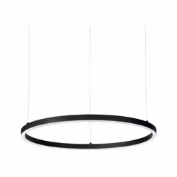 Collezione ORACLE FORME SLIM E CONTEMPORANEE Sospensione costituita da una montatura sottile in alluminio verniciato nero opa ...