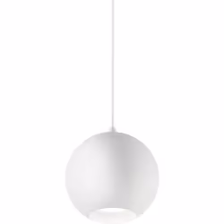 Montatura e diffusore sferico in metallo rifinito in bianco, nero o cromo. Cavo elettrico rivestito in tessuto. Ø 15 x H min  ...