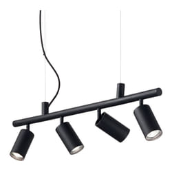 Lampadario Moderna Dynamite Metallo Nero 4 Luci Gu10 7W 3000K Luce Calda