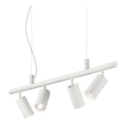 Lampadario Moderna Dynamite Metallo Bianco 4 Luci Gu10 7W 3000K Luce Calda