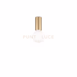 Lampada a soffitto con corpo luce placcato ottone. Sistema di fissaggio senza fiti a vista.