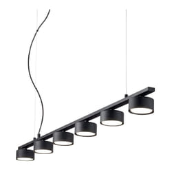 Sospensione Industrial-Minimal Minor Metallo Nero 6 Luci Gx53 9W 3000K