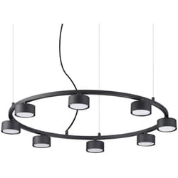 Sospensione Industrial-Minimal Minor Metallo Nero 8 Luci Gx53 9W 3000K