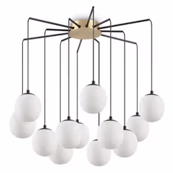 Collezione RHAPSODY SFERE LUMINOSE SU DIVERSI LIVELLI Sospensione h.56 cm diam.65 cm. Montatura in metallo con rosone rifinit ...
