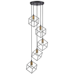 Ideal Lux - Sospensione Industrial-Minimal Ice Metallo Nero 5 Luci E27