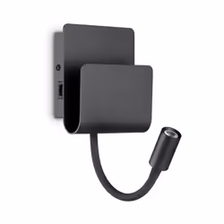 Collezione PROBE LA LUCE COME VUOI TU Applique con corpo luce rettangolare in alluminio verniciato a polveri nero. Doppio dif ...