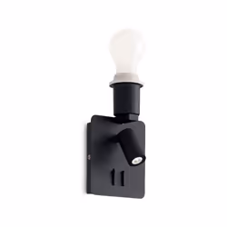 Collezione GEA LAMPADE ELEGANTI E FUNZIONALI Applique 1 E27 max 60 W con corpo luce in alluminio verniciato a polveri nero. D ...