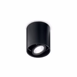Collezione MOOD PICCOLI PUNTI LUCE DI DESIGN Plafoniera tonda h.9 cm diam.9 cm 1 luce GU10. Corpo luce in metallo nero all'in ...