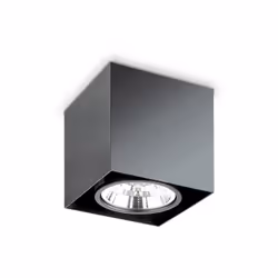 Collezione MOOD PICCOLI PUNTI LUCE DI DESIGN Plafoniera quadra h.15 cm 15x15 cm 1 luce GU10. Corpo luce in metallo nero all'i ...
