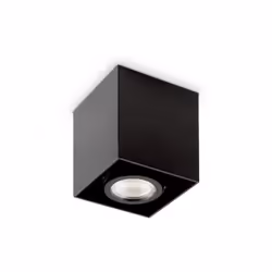 Collezione MOOD PICCOLI PUNTI LUCE DI DESIGN Plafoniera quadra h.9 cm 9x9 cm 1 luce GU10. Corpo luce in metallo nero all'inte ...