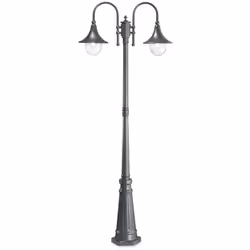 Collezione CIMA ACCOGLIERE CON ELEGANZA Lampada da terra per esterno 2 luci E27. Corpo luce interamente in alluminio pressofu ...