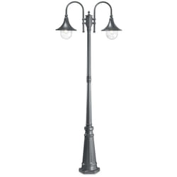 Lampione Esterno Rustico-Country Cima Alluminio Antracite 2 Luci E27