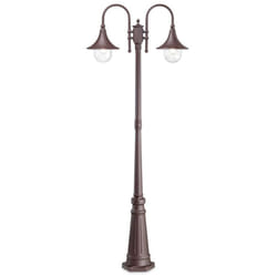 Lampione Esterno Rustico-Country Cima Alluminio Coffee 2 Luci E27