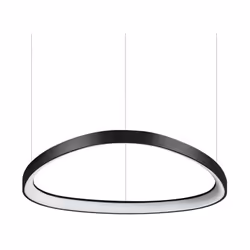 Collezione GEMINI FORME GEOMETRICHE SOSPESE Sospensione dalla forma geometrica diam.61 cm con rosone e paralume in metallo ve ...
