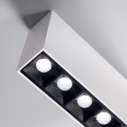 Collezione LIKA MODULI GEOMETRICI Famiglia di moduli LED rettangolari in alluminio pressofuso, verniciato nero o bianco con r ...