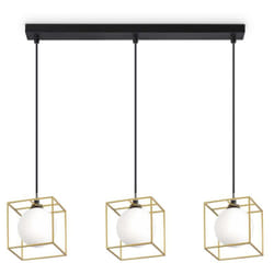 Sospensione Contemporanea Lingotto Metallo Ottone 3 Luci G9 3W 3000K Luce Calda